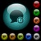 Blog comment time icons in color illuminated glass buttons