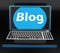 Blog On Laptop Shows Web Blogging Or Weblog Website