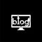 Blog monitor icon isolated on dark background