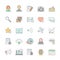 Blog simple outline design icon set multicolor.