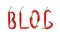 BLOG text composed of chili peppers.