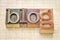 Blog word in letterpress wood type printing blocks