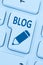 Blog writing online on the internet blue computer web