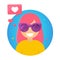 Blogger concept icon. Popular Young Girl with pink hair.