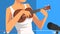 Blogger Giving Guitar Tutorial Vector Illustration. Social Media Creator Concept