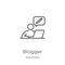 blogger icon vector from advertising collection. Thin line blogger outline icon vector illustration. Outline, thin line blogger