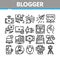 Blogger Internet Social Channel Icons Set Vector