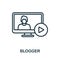 Blogger line icon. Monochrome simple Blogger outline icon for templates, web design and infographics