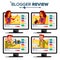 Blogger Review Concept Vector. Video Blog Channel. Man, Woman Popular Video Streamer Blogger. Recording. Online Live