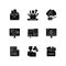 Blogging black glyph icons set on white space