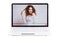 Blogging concept - laptop with beautiful girl blogger on screen
