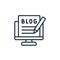 blogging icon vector from seo and website concept. Thin line illustration of blogging editable stroke. blogging linear sign for