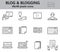 Blogging icons set. Universal writer, copy writing icon to use in web and mobile UI. 48x48 Pixel Perfect. You-tuber and