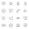 Blogging line icons set