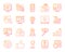 Blogging Online simple color line icons vector set