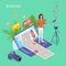 Blogging Social Media Concept 3d Isometric View. Vector