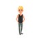 Blond boy in shirt and ripped jeans. Cartoon kid character