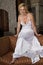 Blond Bride Wearing Wedding Gown