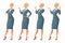 Blond business woman in different poses. Vector set.