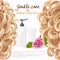 Blond curled hair care background