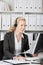 Blond Customer Service Executive Using Headset