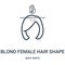 blond female hair shape icon vector from body parts collection. Thin line blond female hair shape outline icon vector illustration