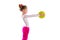 Blond fitness kid girls exercise workout yoga ball