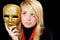 Blond girl with gold mask
