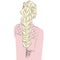 Blond girl with long braid hairs stands her back. Silhouette of woman.