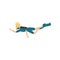 Blond guy swimming underwater with oxygen balloon. Young man in diving suit, flippers and mask. Flat vector design