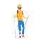 Blond Man In Shades Doing Nordic Walk Outdoors Illustration