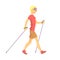 Blond Man In Shades Doing Nordic Walk Outdoors Illustration