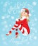Blond Pin Up Christmas Girl wearing Santa Claus suit