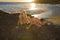 Blond posing on rocks at the Beach