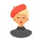 Blond short haired fashion girl wearing red beret vector illustration