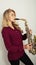 Blond teen with saxophone