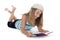 Blond teenager reading a book