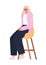 Blond woman cartoon on chair vector design