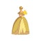 Blond woman in old-fashioned yellow dress and hat. Vector illustration on white background.