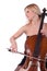 Blond woman playing cello (cellist)