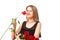 Blond woman with roses