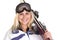 Blond woman skier