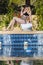 Blonde Bikini Model By The Pool