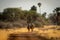 Blonde and brunette riding along dirt track