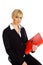 Blonde business woman with file binder