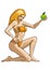 Blonde girl with apple