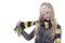 Blonde Girl In Black Yellow Scarf