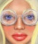 Blonde girl in transparent glasses in the style of digital oil painting