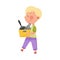 Blonde Haired Boy Character Carrying Sorted Garbage for Recycling Vector Illustration