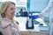 Blonde long-haired woman having a hearing check at the hospital